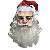 Weihnachten Mundschutz Erwachsene Weihnachtsmann Latex Maske Alter Mann Weiß Bartmasken für Festival Party Kostüme Cosplay (A-Weiß, Weihnachtsmann mit Brille)