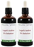 2X 100 ml Lugolsche Lösung 5% Jodlösung | Inhaltsstoffe in pharmazeutischer Qualität | 15% Lugols Liquid Formulierung | 5 Prozent elementares Jod und 10% Kaliumjodid | Braunglas Pipette | Heiltropfen®