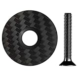 Yerleomit Carbon Vorbau Ahead Kappe mit Titanschraube Steuersatz Kappe Fahrrad Headset Top Cap Fahrradzubehör Abdeckung für Fahrrad MTB Rennrad Schwarz Matt