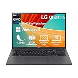 LG Electronics 2023 Gram 16 Zoll Ultralight Notebook - 1.199g Intel Core i7 Laptop (16GB RAM, 2TB SSD, 23, 5h Akkulaufzeit, 16:10 Entspiegeltes, Thunderbolt 4, Win 11 Home, Mirametrix) - Grau