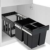 Bulliing Abfallsammler Soft-Close 48 L Abfallbehälter für Küchenschrank Abfallsorter Küchen Einbau Abfalleimer Abfallsammler