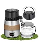 Ezcasch Wasserdestilliergerät (750W 1L/H) Edelstahl Destilliertes Wasser Maschine Automatisch Wasserdestillierer Wasser Distiller Filter für Reines Trinkwasser inkl. Glaskanne