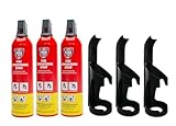 IWH Feuerlöschspray – STOPFIRE 3 x 750ml mit 3 Wandhalter – Autofeuerlöscher, rot