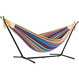 Vivere Doppel Baumwolle Hängematte mit Hängemattengestell 250 cm, Tropisch