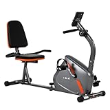 ISE Liegeergometer für Zuhause mit 8 verstellbaren Widerstandsstufen, Ergometer Heimtrainer mit Magnetbremse, Heimtrainer Fahrrad mit Pulssensoren und LCD-Display,Indoor Bike mit Rückenlehne SY-6802