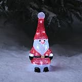Lights4fun 30cm Acryl LED Weihnachtsmann Figur innen und außen Weihnachtsfigur Weihnachtsmann Weihnachtsdeko Weihnachtsbeleuchtung Außen