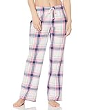 Amazon Essentials Damen Schlafhose aus Flanell (in Übergröße erhältlich), Rosa Weiß Großes Karo, M