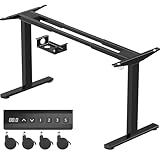 Homall Höhenverstellbarer Schreibtisch Elektrisch Gestell mit 2 Motoren, Elektrisch Schreibtisch bis 100KG, 2-Fach-Teleskop, Tischgestell mit Memory-Steuerung, Kollisionschutz Funktion, Schwarz