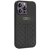 Audi Genuine Leather Hülle für iPhone 14 Pro Max 6.7' Schwarz Hard AU-TPUPCIP14PM-Q8/D1-BK