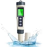 flintronic 4-In-1 PH Messgerät, PH/TDS/EC Temperatur Tester mit Hintergrundbeleuchtung, 0-14 pH-Messbereich-±0,1 pH-Genauigkeit, PH Wert Messgerät Pool Trinkwasser Schwimmbad Aquarium Pools