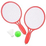 SOPOTUTU Tennis Set Tennisschläger mit Tennisball Leichter Outdoor Sports für Eltern Junge Mädchen Interaktion Sichere Kunststoffmaterialien Rot Ball