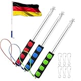 FORMIZON 3 Stück Teleskop Fahnenmast, 2 Meters Handheld Teleskop Fahnenmast, 3 Farben Edelstahl Ausziehbar Fahnenstange und 6 Stücke Fahnenmast Clip Haken, für Lehrer Reiseleiter Banner Flagge