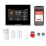 Mengshen Tuya WiFi Home Security Alarmsystem, 8-teiliges Set mit 10,9 cm Touch-Screen-Panel, Sirene, Bewegungsmelder, Türfenstersensor, Fernbedienung, Telefon-App-Alarm, 24/7-Überwachung