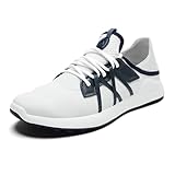 OLUKAI Manele Herren-Golfschuhe, spikeless Golfschuhe, wasser- und schmutzabweisend, gepolsterte Zwischensohle und konturiertes Fußbett, ganztägiger Komfort und geringes Gewicht, Bright White/Mood