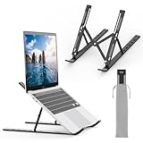 GRIFEMA GB1054B Laptop ständer für Schreibtisch, Höhenverstellbarer Laptop Riser, Tragbarer LaptopStänder mit 6 Neigungsverstellungen für 10'-17,3' Laptops und Tablets - Schwarz