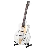 Hongzer Miniatur-Gitarre, 5,5-Zoll-weiße Miniatur-E-Gitarren-Replik mit Box Instrument Modell Ornament