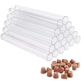 Faburo 20 Stück Reagenzgläser Kunststoff Transparent Reagenzgläser Reagenzglas mit Korken (150 x16 mm) 20 ml
