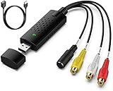 Azuxreza USB-Video- und Audio-Aufnahmegerät, Videoaufnahme-Karte digitalisiert Video, Konverter von VHS zu Digital, für Windows 11/10/8