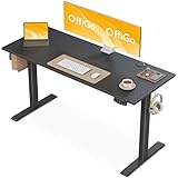 OffiGo Höhenverstellbarer Schreibtisch, 140 cm Elektrischer Schreibtisch, Ergonomischer Tisch mit Memory-Funktion, Gaming Tisch Höhenverstellbar, Moderner Computertisch für Zuhause und Büro, Schwarz