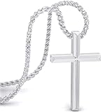 SERASAR Halskette Kreuz Herren Kette mit Anhänger - 50cm Silber Schmuck Männer Geschenk Idee für Jesus