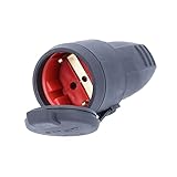 as - Schwabe Gummikupplung 230 V / 16 A mit Schutzkappe - Schuko Kupplung mit Schutzkappe - Schutzkontakt-Kupplung für Außenbereich geeignet - IP44 - Made in Germany - Schwarz, 60415