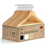 Blumtal Kleiderbügel Holz 20er Set - Holzbügel mit 360° drehbarem Metallhaken - Bügel aus robustem Massivholz - Holzkleiderbügel mit rutschfestem Hosensteg & Schulter-Einkerbungen - Clothes Hanger