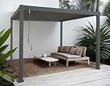 Alu Pergola HWC-N94, Lamellen-Pavillon Terrassenüberdachung, stabiles 10cm-Metall-Gestell 3x3m - anthrazit