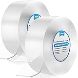 6m Doppelseitiges Klebeband Extra Stark Transparent, 2 Rollen Double Sided Tape, Abnehmbar Spurlos Klebeband Doppelseitig Dünn für Teppich, Foto Wand, Küche, Zuhause, Auto oder Outdoor