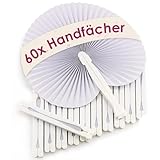 WeddingTree 60x Handfächer Hochzeit - Weiß - Papierfächer...
