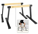 Müller & Blum Parallettes Holz inkl. Handgelenk Bandagen, Premium Turnen und Calisthenics Equipment für Indoor & Outdoor, rutschfeste Liegestützgriffe, Dip Bar Krafttraining, Handstand Barren, Push up