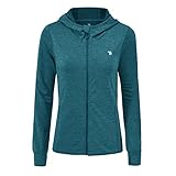 donhobo Damen Laufjacke Sportjacke Langarm Trainingsjacke Full Zip Sweatjacke Für Yoga Fitness mit Tasche Daumenloch (Dunkelblau, XL)