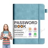 Passwort-Notizbuch-Organizer – 15,2 cm großes Passwortbuch | PU-Leder-Notizbücher – kompaktes Passwörterbuch mit Stiftschlaufe, Gummiband, Innentasche und Seitenmarkierungen für sichere