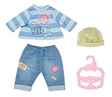 Zapf Creation 706558 Baby Annabell Little Shirt & Hose 36cm - Puppenkleidung in blau mit Shirt, Hose und Kleiderbügel.