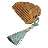 FIXOSHEE Massierender Holz haarkamm mit Lotusblüten gravur und Eleganter Quaste Sanft Entwirrend für Damen Herren und Handliche Mini holzbürste für Schonendes Styling bei Nassem und