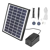 Qyebavge 10 V 6 W DC Mikro-Solar-Teichpumpe, Verstellbares Solarpanel-Brunnen-Luftpumpen-Set Mit Blasenstein