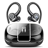 Csasan Bluetooth Kopfhörer Sport, Kopfhörer Kabellos Bluetooth 5.3 mit Ohrhaken, 48Std 3D Stereo In Ear Kopfhörer mit ENC Mic, Dual LED-Anzeige, Touch Control, IP7 Wasserdicht Ohrhörer(2024)