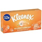 Kleenex Allergy Comfort Kosmetiktücher-Box, Taschentücher für Allergiker, 12 Boxen á 56 Papiertaschentücher, 3-lagig, hypoallergen, Großpackung