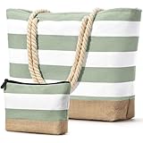 oscaurt Strandtasche Badetasche XXL Shopper Tasche Damen Umhängetasche Wasserdicht Beach Tote Bag mit Reißverschluss Faltbare Reisetasche Travel Bag Sporttasche (Leer-Grau Grün)