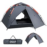 Cflity Camping Zelt, 3 Personen Instant Pop Up Zelt Wasserdicht DREI Schicht Automatische Kuppelzelt, Große 4 Jahreszeiten Zelt, Backpacking Zelt mit Rain-Fly 2 Erweiterbare Veranda für Camping