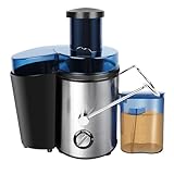 Entsafter 400W für vitaminreiche Obst- und Gemüsesäfte, 65mm Breiter EinfüLlöFfnung, 2 Geschwindigkeitsstufen, Edelstahl, Leicht Zu Reinigende Entsafter 500ml für Obst Und GemüSe
