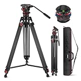 NEEWER 189cm Videostativ Video Tripod mit Dämpfung Fluidkopf, Metall Heavy Duty Dual Mode QR Platte, Fotostativ Kamera Stativ kompatibel mit DJI RS Gimbals, TP75