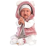 Llorens 1074070 L Puppe Mimi, mit blauen Augen und weichem Körper, Babypuppe inkl. rosa Outfit, Schnuller, Schnullerkette und weicher Decke mit süßen Öhrchen, 42cm