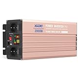 XWJNE 12v Auf 230v Reiner Sinus 2000w Wechselrichter KFZ Reiner Sinus Spannungswandler Spitzenleistung 4000 Watt mit Fernbedienung und LED-Anzeige