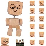 GEVECORI Schüttelmann Holz, Lustige Wackelfigur Wackelnder Holzman für Auto, Handgefertigter Wackelmännchen mit 12 Magnetischen Gesichtsausdrücke Home Auto Deko Geschenke