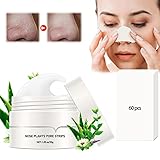 Nose Plant Pore Strips, Mitesserentferner Maske, Anti-Mitesser Nasenmaske mit 60 Blatt Papierstreifen, Tiefenreinigende Schönheit Haut-Gesichtspflege