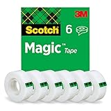 Scotch Magic Tape - 6 Rollen, 19 mm × 33 m - Unsichtbares Klebeband für allgemeine Zwecke zur Reparatur, Etikettierung und Versiegelung von Dokumenten