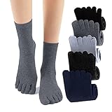 TSHAOUN 5-Paare Männer Baumwoll Sport laufende Zehensocken Fünf Finger Anti Rutsch Besatzung Liner Socken,Five Fingers Socken Sport laufende Zehe Socken,Herren Zehensocken,UK 6-10/Eur 39-45 (5 Paare)