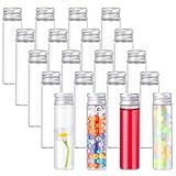 Smivyhp 20 Stück 20ml Glasflasche, Transparent Kleine Flaschen zum Befüllen, Reagenzglas Mit Schraubverschluss Mini Glasröhrchen für Blumen Gewürze Bonbons Flüssig