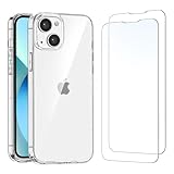 NEW'C Hülle für iPhone 13 Mini (5,4 Zoll) Ultra Transparent Silikon Weiches TPU Gel und 2 × Panzer Schutz Glas für iPhone 13 Mini (5,4 Zoll)- Anti Scratch