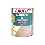 BAUFIX Hartwachs-Öl farblos, seidenmatt, 1 Liter, Holzpflege, Hartwachsöl, atmungsaktiv, für Holzboden/Holzmöbel/Kork, geruchsmild, Imprägnierwirkung